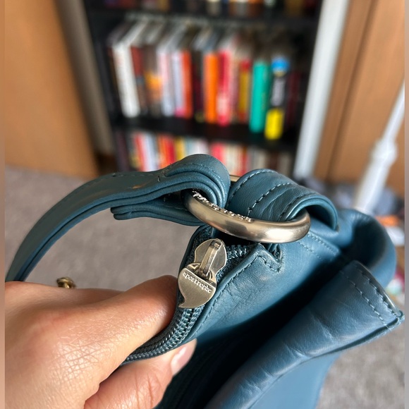 APOSTROPHE Blue Genuine Leather Baguette Shoulder Bag - Picture 7 of 8